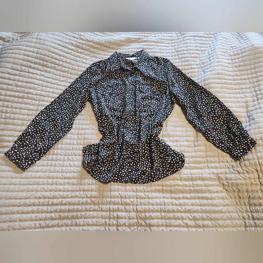 Dotted Long Sleeve Comfortable Work Blouse